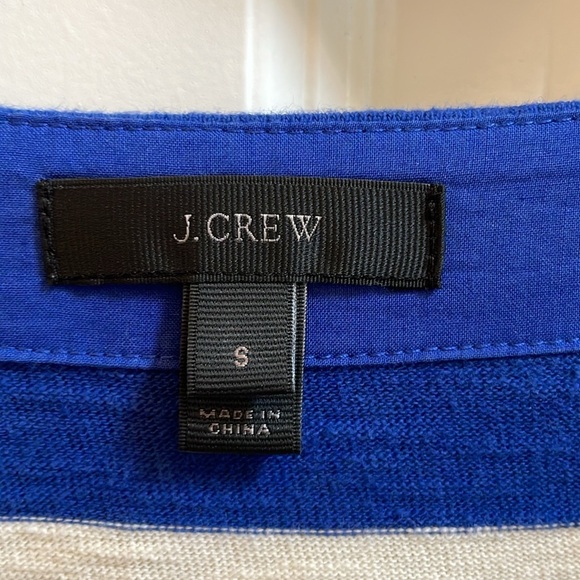 🐻 J.Crew, blue and cream striped thicker knit dress three-quarter sleeves - Picture 3 of 4